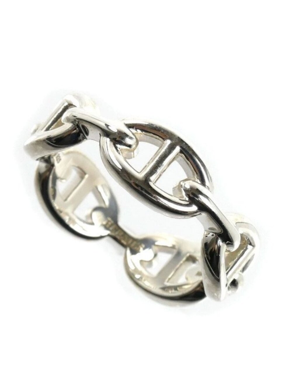 Hermes 925 Sterling Silver Chaine D'ancre Enchainee Ring
